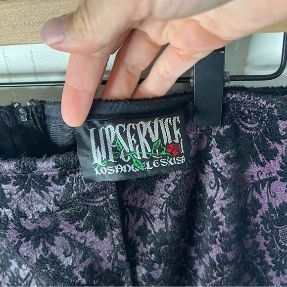 LIP SERVICE Vintage Black and Purple Velvet Lace Maxi Pencil Skirt Large LA USA - Picture 4 of 12